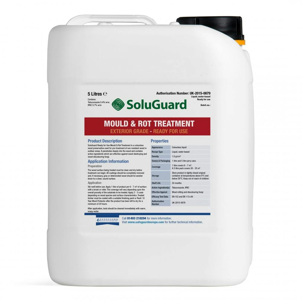SoluGuard Mould & Rot Treatment 5L - Colourless wood preservative effective against wood-destroying and wood-discolouring fungi