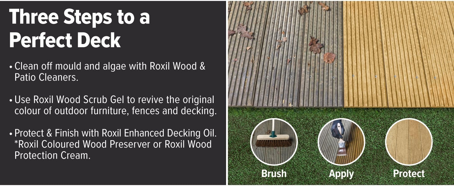 Brush, Apply & Protect for a perfect deck